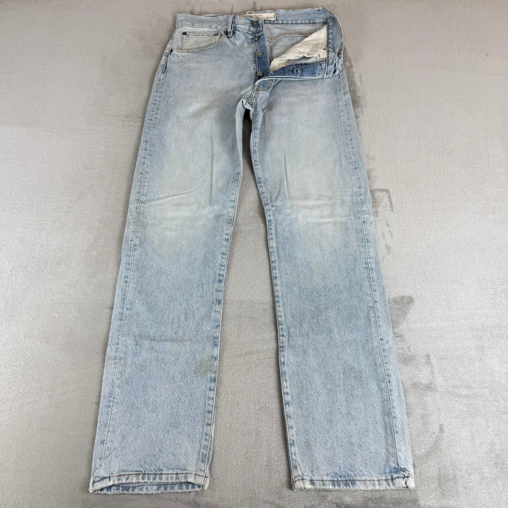 Diesel Straight Leg Jeans Mens 31x33 Blue Denim Distressed Button Fly Italy
